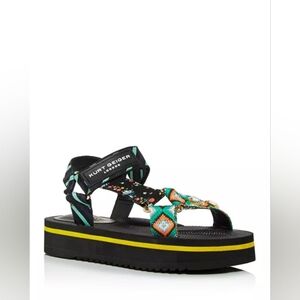 *NIB* Kurt Geiger London Olivia Platform Sandal Women's Size 9.5 Black Floral